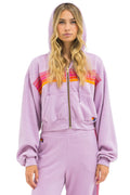 5 Stripe Cropped Zip Hoodie Relaxed - Mauve / Magenta / Orange