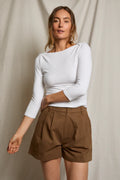 Mei Cotton Twill Short With Pockets - Mocha