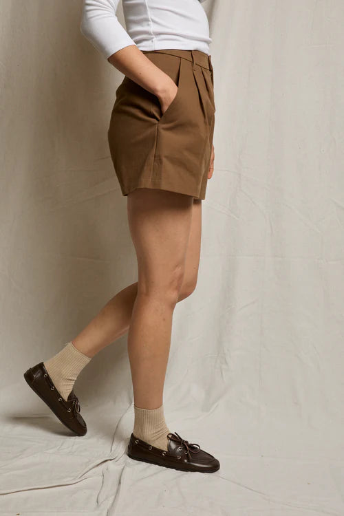 Mei Cotton Twill Short With Pockets - Mocha