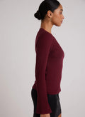 Long Bell Sleeve Rib Crew Tee - Sweet Merlot