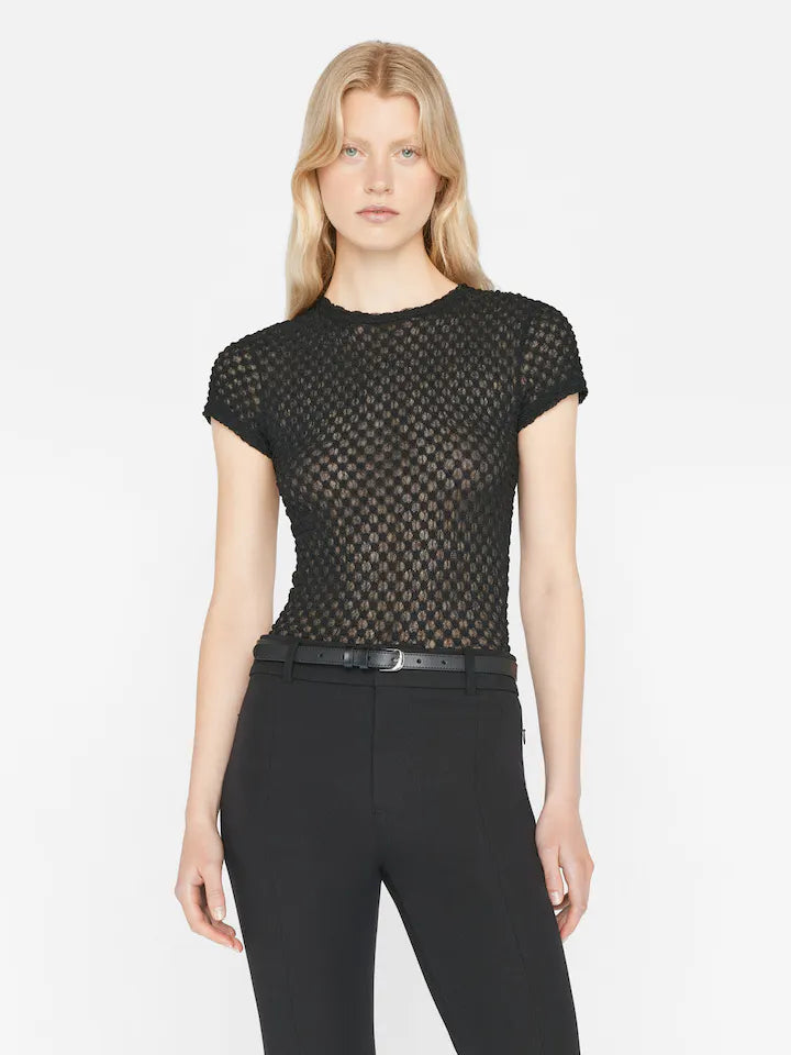 Mesh Lace Baby Tee - Noir