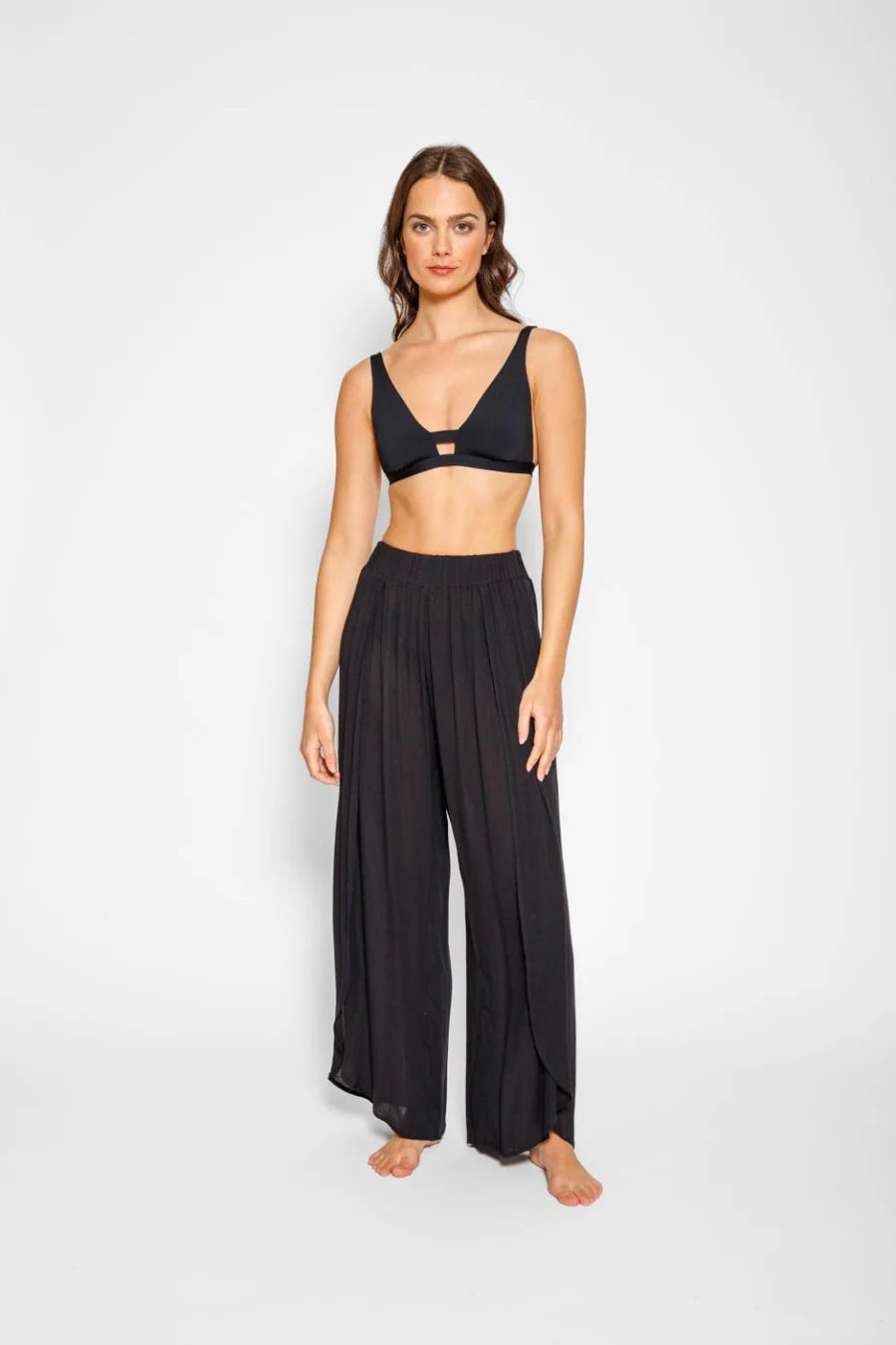Miami Split Leg Beach Pants - Black