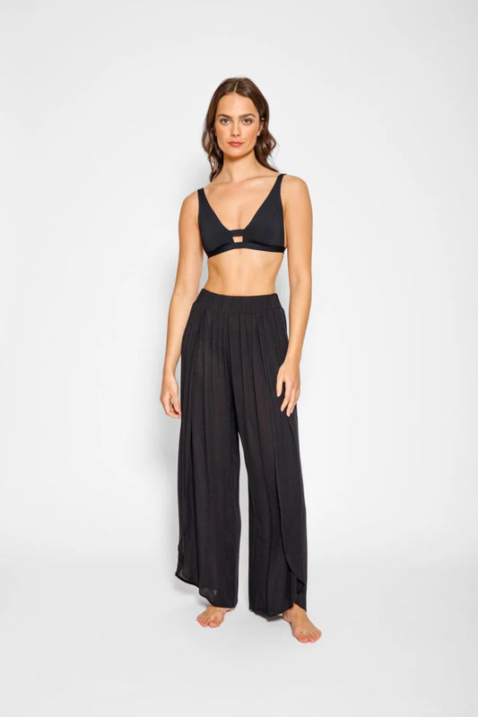 Miami Split Leg Beach Pants - Black