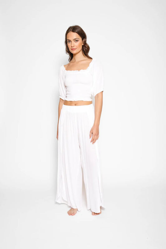 Miami Split Leg Beach Pants - White