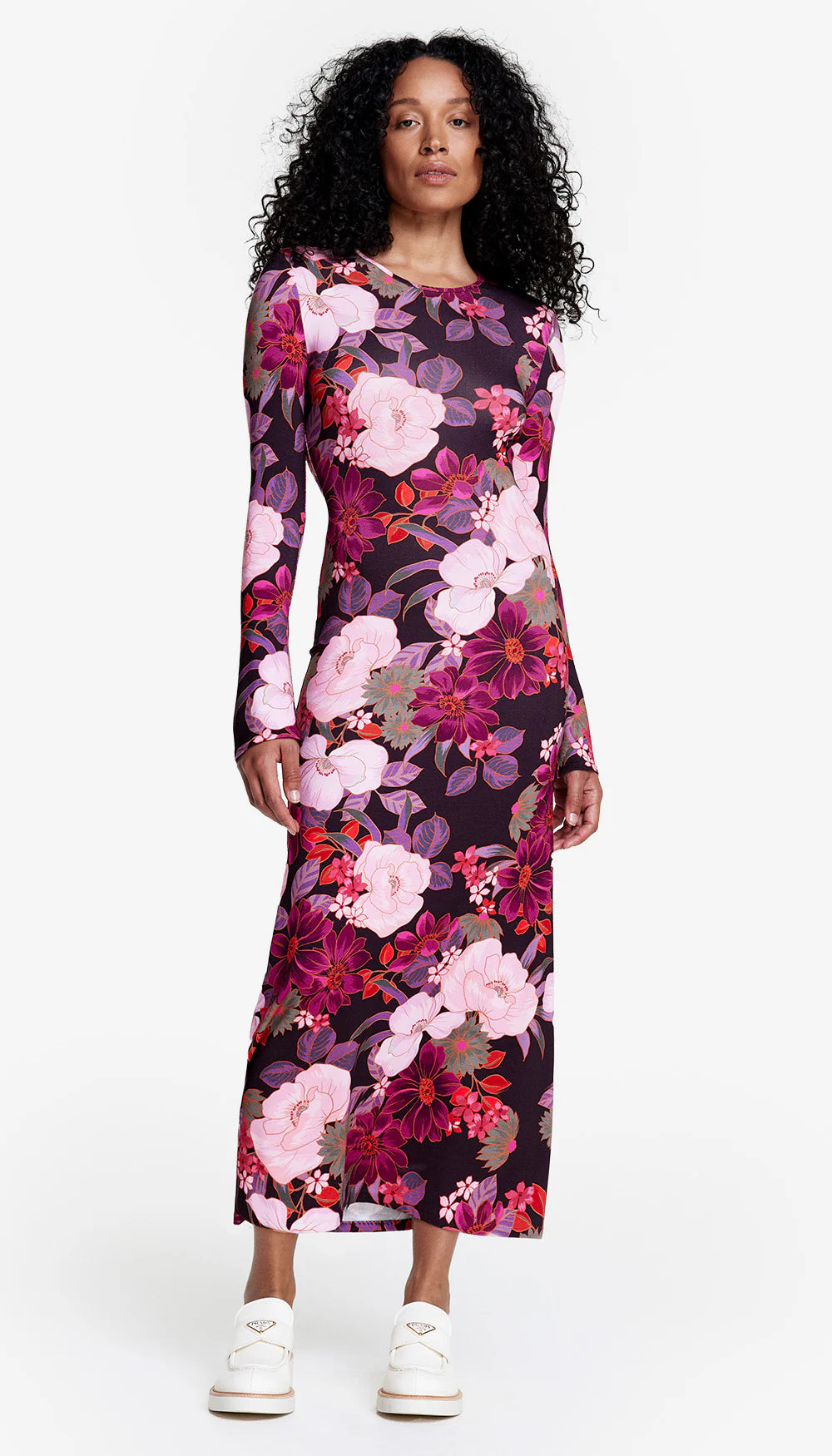 Crewneck Midi Dress - Botanical Rouge