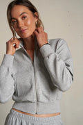 Milana Travel Cropped Track Jacket - Heather Grey