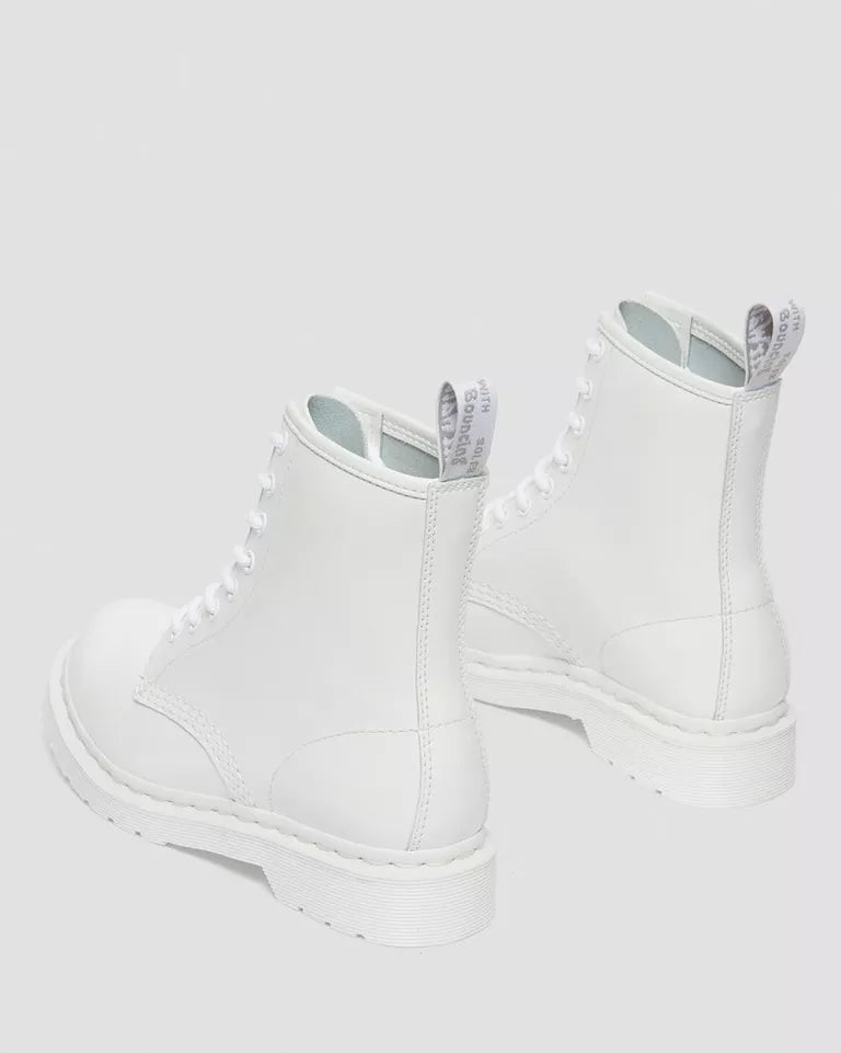 1460 Mono Patent Leather Lace Up Boots - White Patent Leather