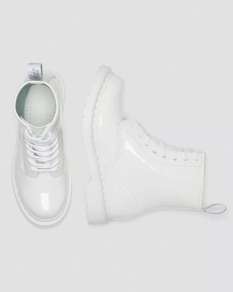 1460 Mono Patent Leather Lace Up Boots - White Patent Leather