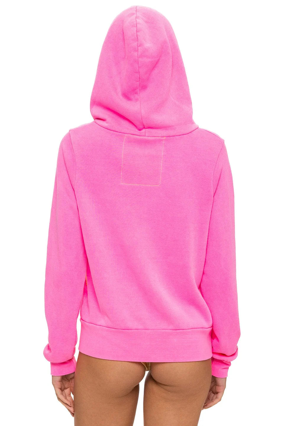 Mountain Stitch Chevron 4 Zip Hoodie - Neon Pink