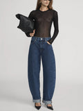 The Mesh Polka Dot Top - Black