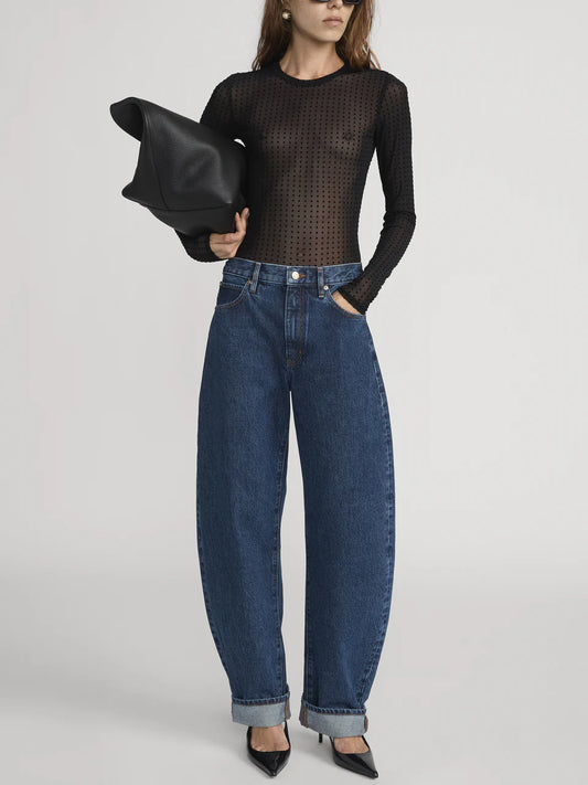 The Mesh Polka Dot Top - Black
