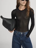The Mesh Polka Dot Top - Black