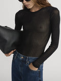 The Mesh Polka Dot Top - Black