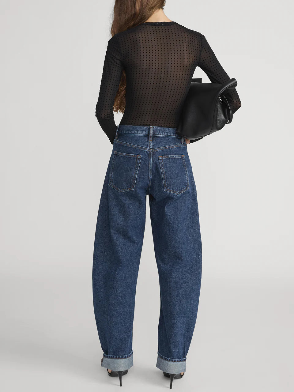 The Mesh Polka Dot Top - Black