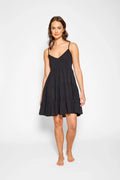 Miami Tiered Strappy Mini Dress - Black