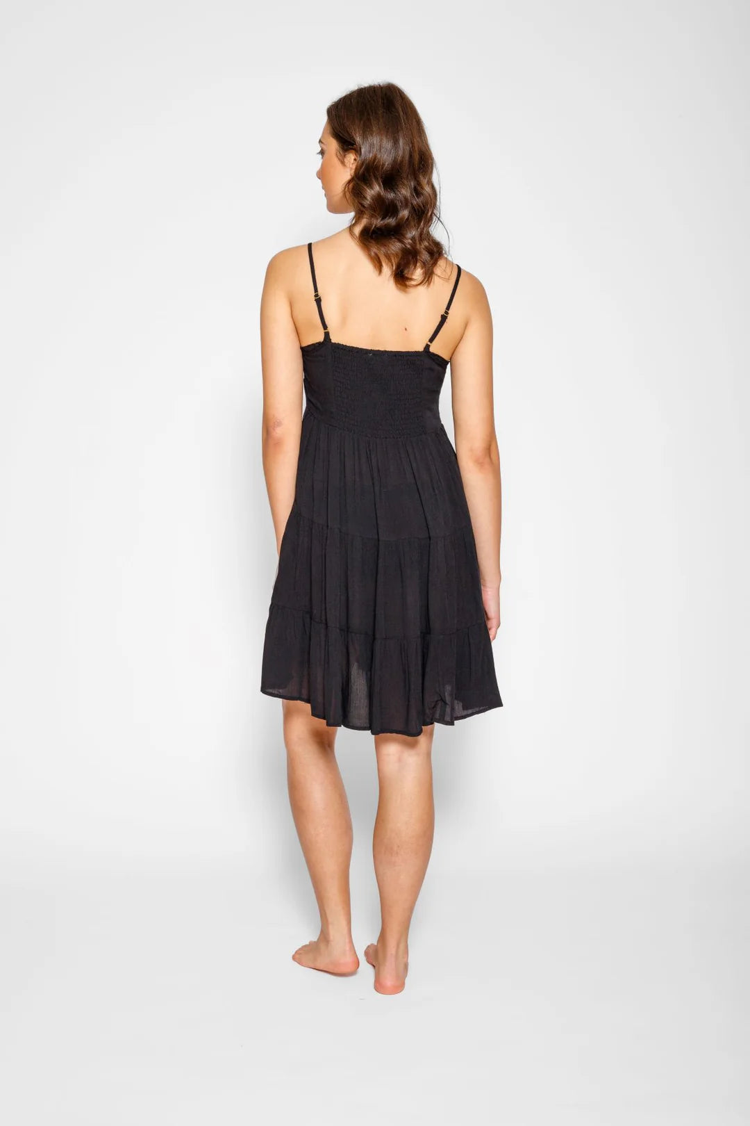 Miami Tiered Strappy Mini Dress - Black