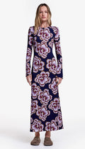 Crewneck Midi Dress - Navy Floral