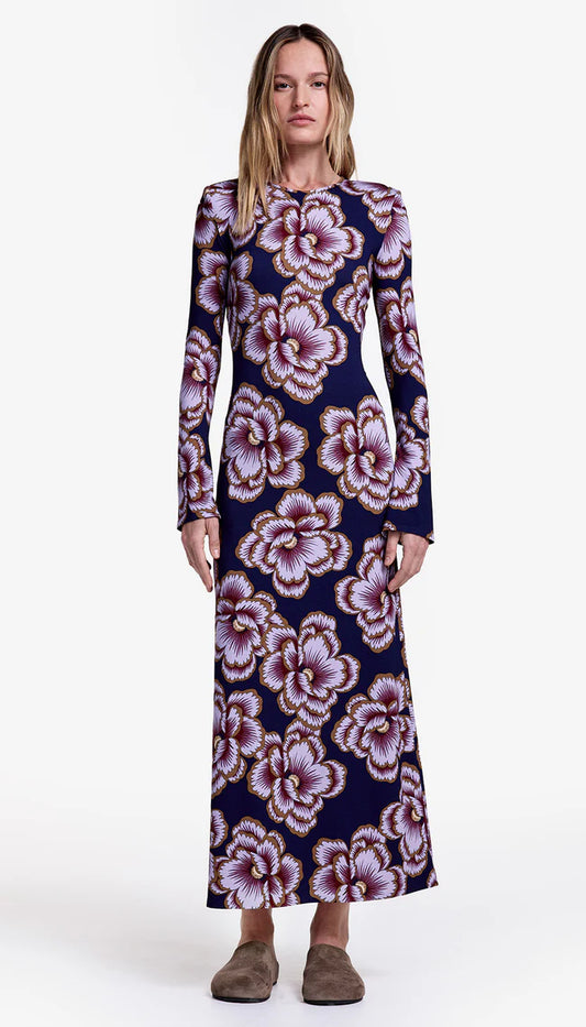 Crewneck Midi Dress - Navy Floral