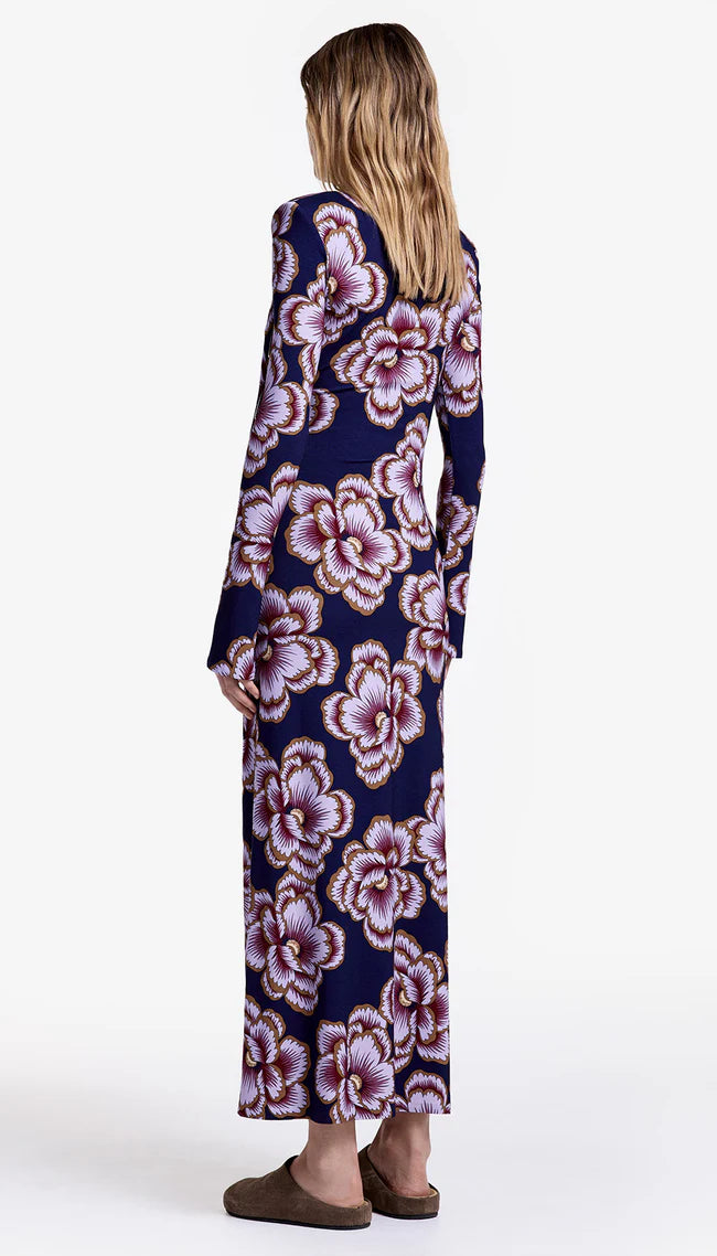 Crewneck Midi Dress - Navy Floral