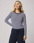 Striped Bamboo Long Sleeve Tee - Navy/White