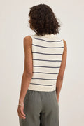 Nayla Cotton Cashmere Sweater Vest - Milk / Blue