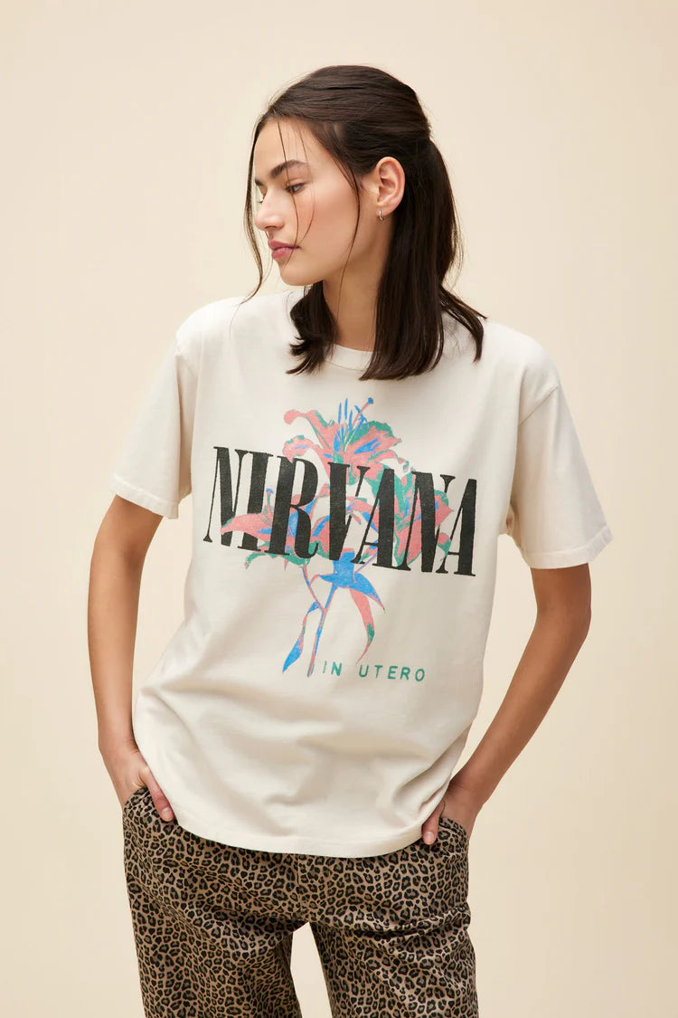 Nirvana Lilies Weekend Tee - Dirty White