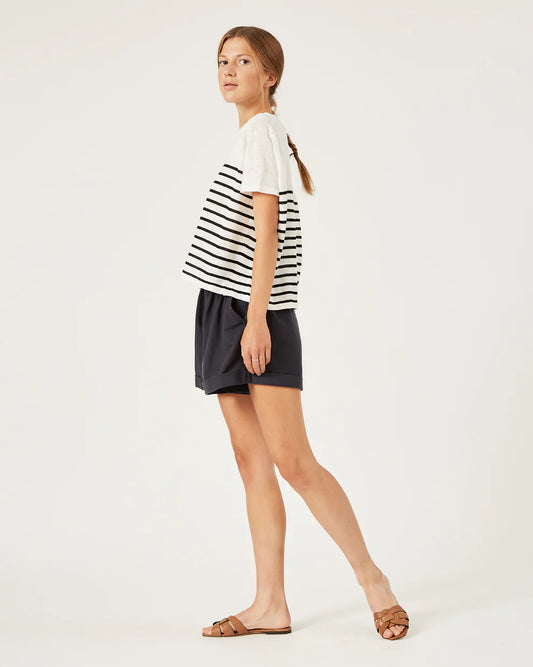 Noella Linen Sweater - Ivory / Black