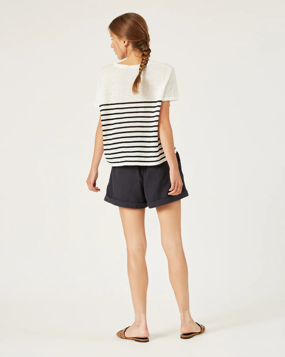 Noella Linen Sweater - Ivory / Black