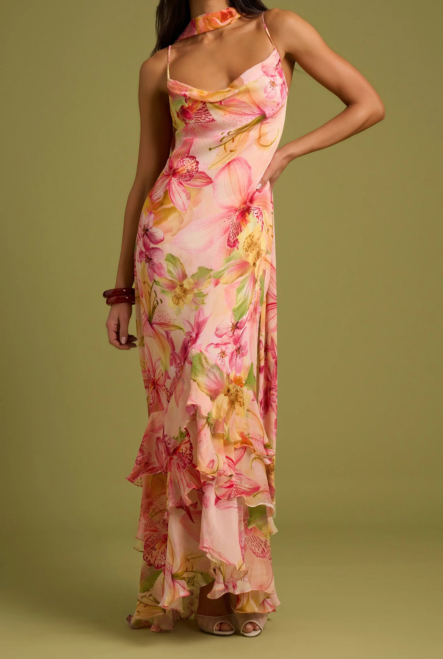 Nola Sash Maxi Dress - Pink