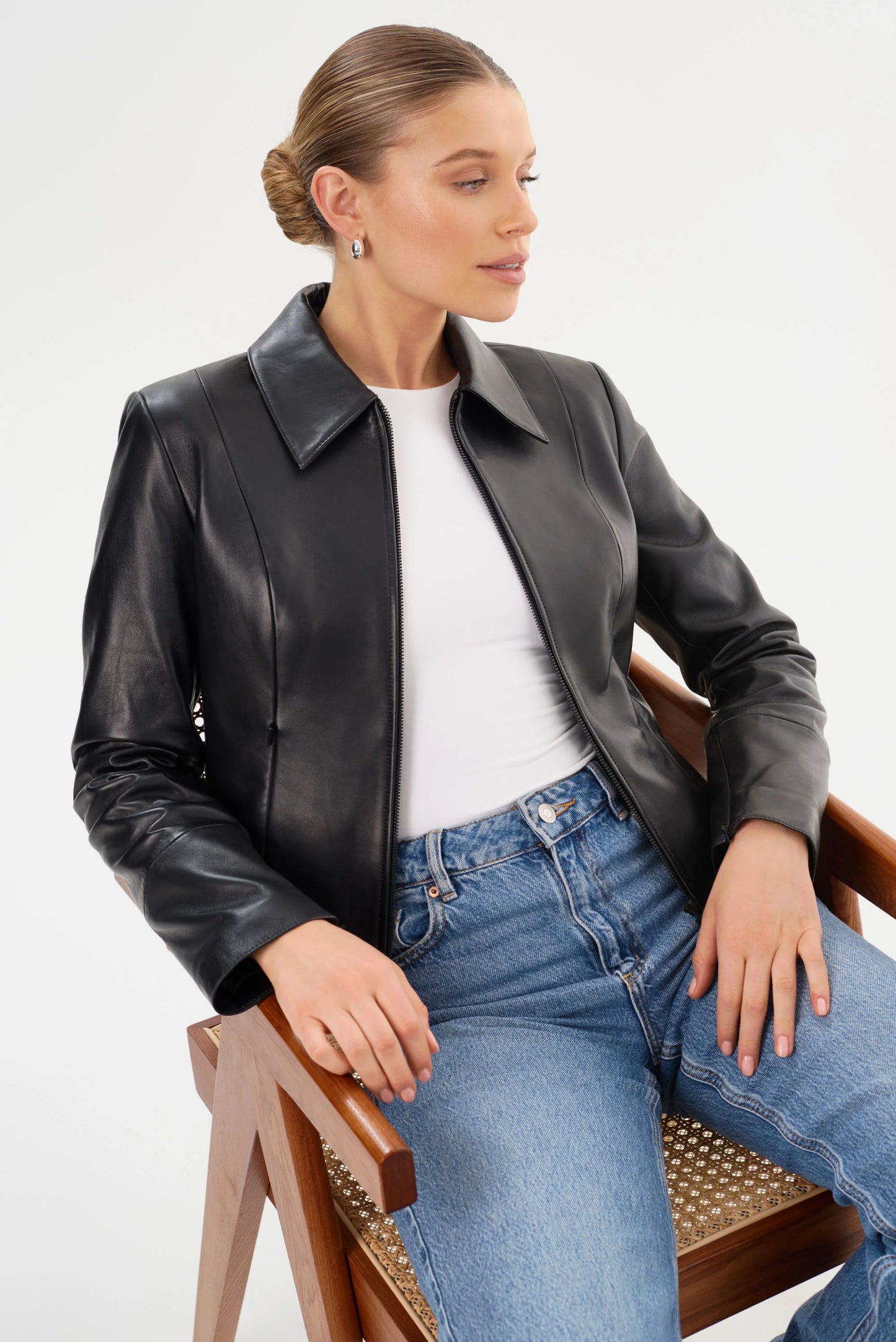 Oceana Fitted Leather Jacket - Black