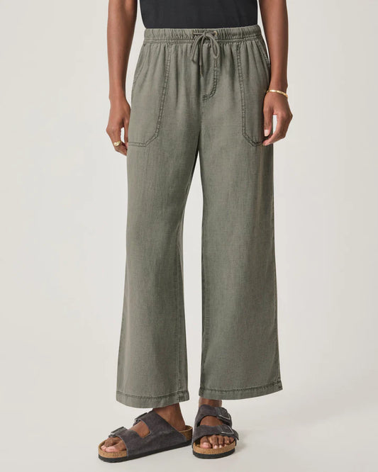 Angie Crop Wide Leg Pant - Soft Vintage Olive Branch