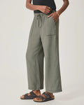 Angie Crop Wide Leg Pant - Soft Vintage Olive Branch