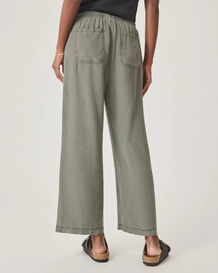 Angie Crop Wide Leg Pant - Soft Vintage Olive Branch