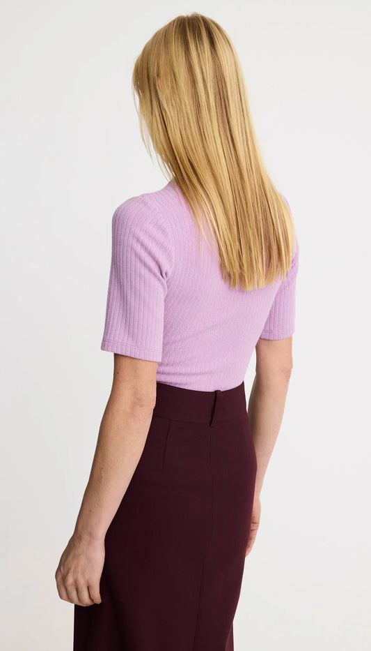 Elbow Sleeve Knit Crewneck - Orchid