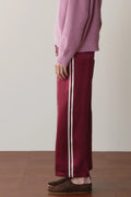 The Silk Stripe Crop Pant - Oxblood / Cream
