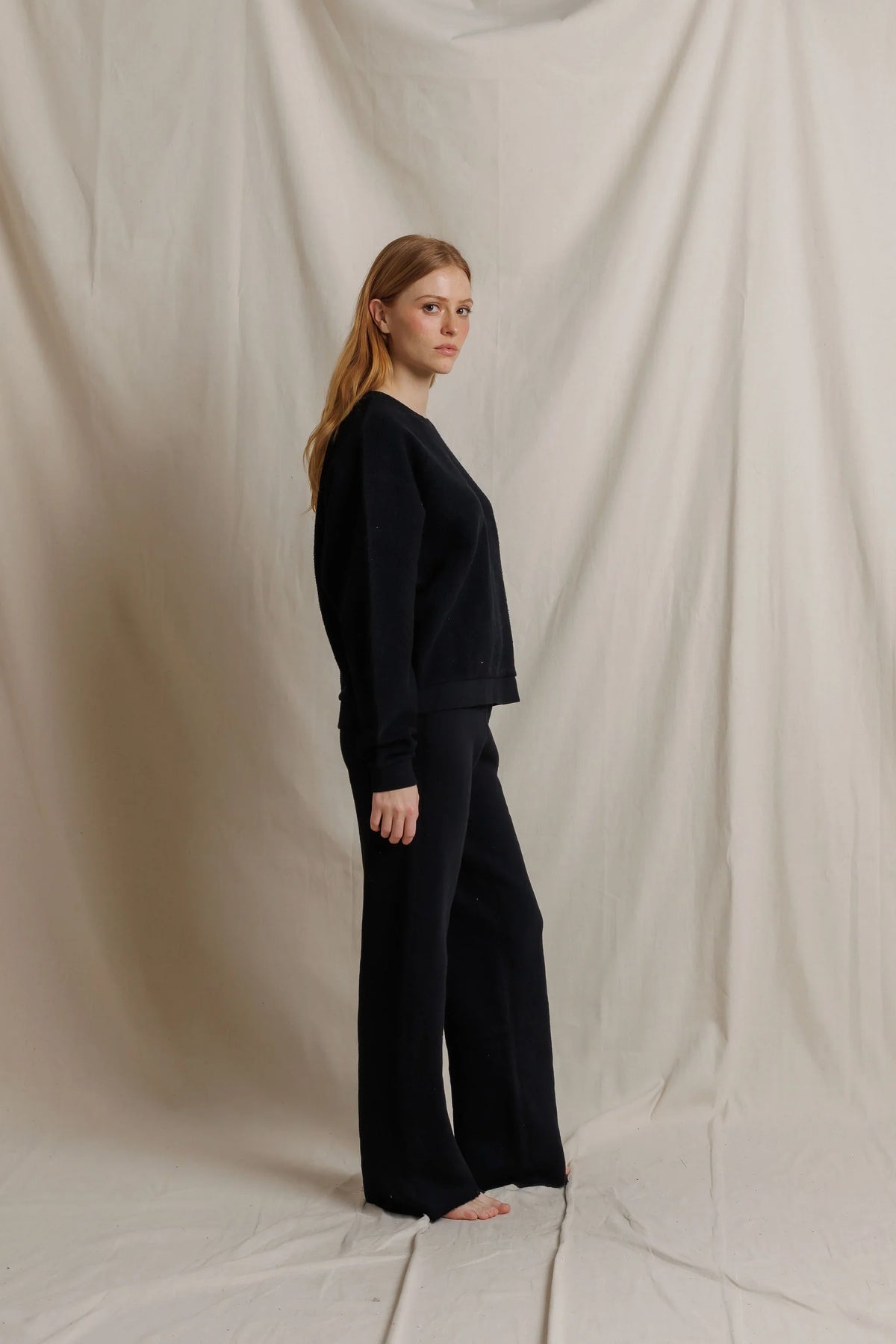 Ziggy Oversized Reverse Fleece Oversized Crew Neck Sweatshirt - True Black