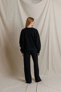 Ziggy Oversized Reverse Fleece Oversized Crew Neck Sweatshirt - True Black