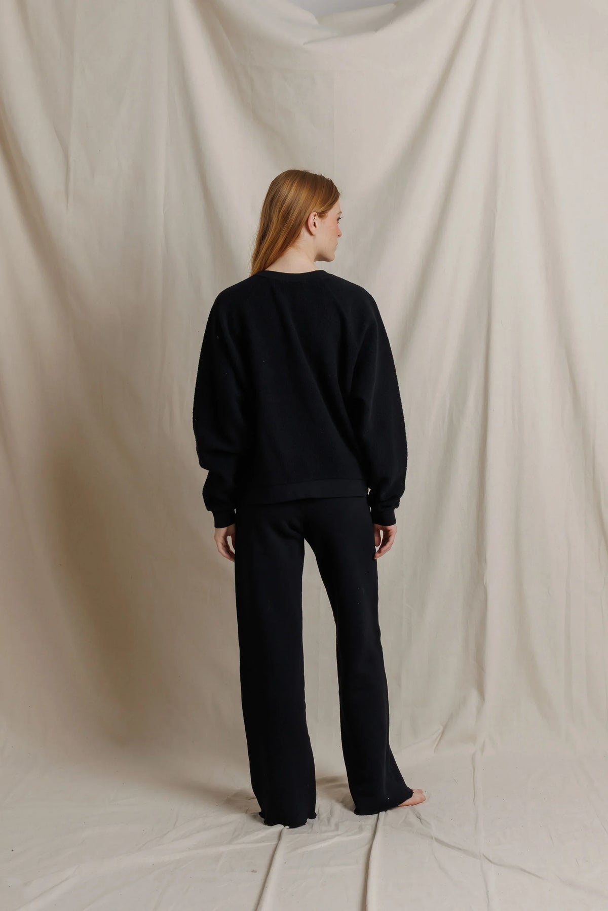 Ziggy Oversized Reverse Fleece Oversized Crew Neck Sweatshirt - True Black