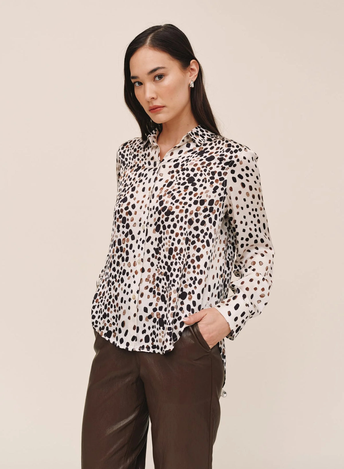 Long Sleeve Clean Shirt - Painted Spots Print