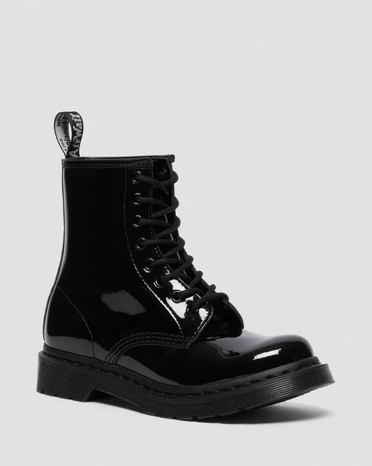 1460 Mono Patent Leather Lace Up Boots - Black Patent Leather