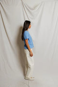 Harley Cotton Boxy Crewneck Tee - Pacific Blue