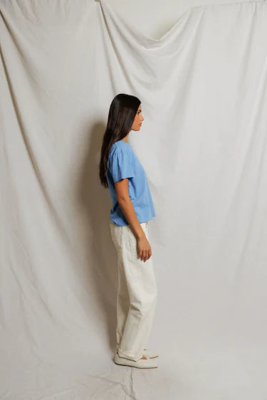 Harley Cotton Boxy Crewneck Tee - Pacific Blue