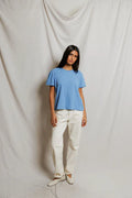 Harley Cotton Boxy Crewneck Tee - Pacific Blue