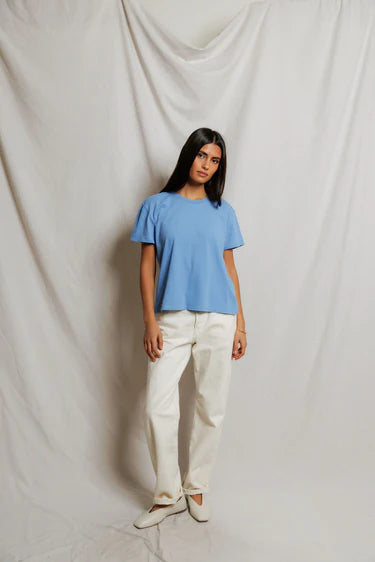 Harley Cotton Boxy Crewneck Tee - Pacific Blue