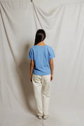 Harley Cotton Boxy Crewneck Tee - Pacific Blue