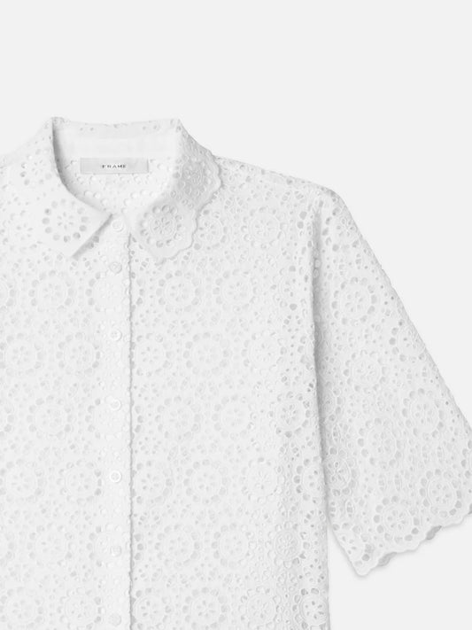 The Petal Eyelet Shirt - White