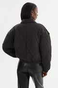 Peyton Mixed Media Bomber Jacket - Black