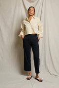 Pia Woven Full Rise Straight Leg Pant - Navy