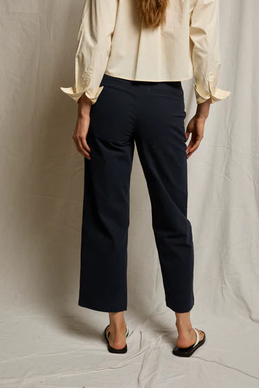 Pia Woven Full Rise Straight Leg Pant - Navy