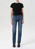 90's Pinch Waist High Rise Straight Long (Comfort Stretch) - Overcast